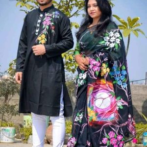 best matching couple dress saree panjabi