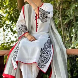 Indian Bollywood Style Party Wear Designer Maslin Cotton Dress With Duptta